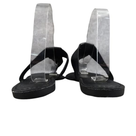 Korks Shoes Womens 9 Sandals Casual T Strap Thong Flats Slip On Black Comfort - Picture 4 of 13